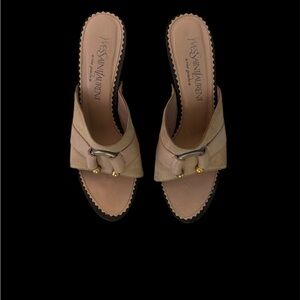 Yves Saint Laurent Beige Sandals with Gold Accents size 38 New